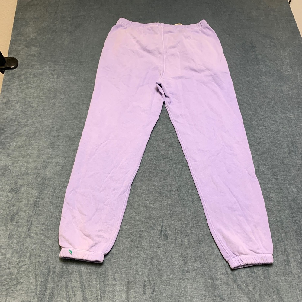 Re/Done x Hanes Sweatpants Women Medium Purple Fleece Tapered Leg Drawstring